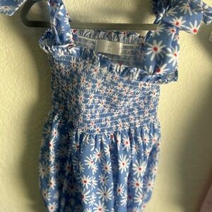 Cecil & Lou Blue Floral Smocked bubble tie straps